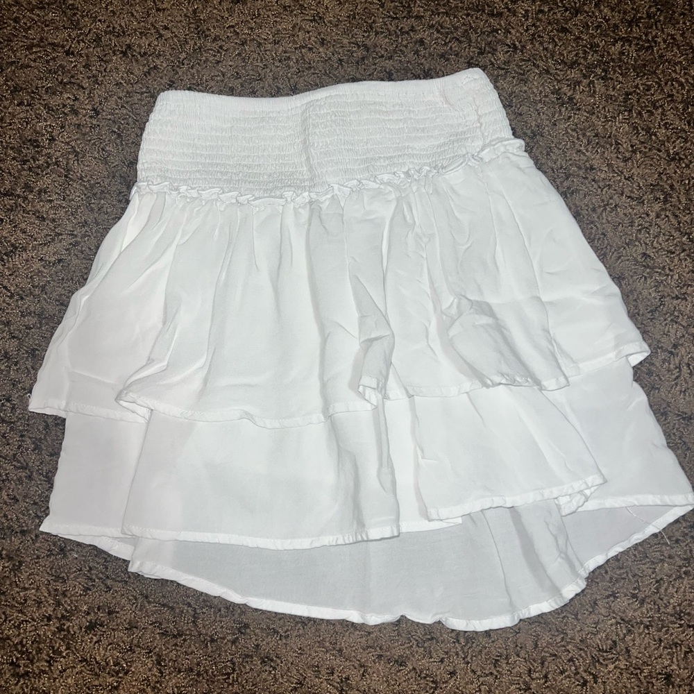 Bluenotes Cream Bubble Mini Skirt with Smocked Tiered Design